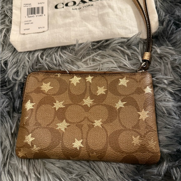 Coach Brown Wristlet with Star Pattern - Picture 2 of 4